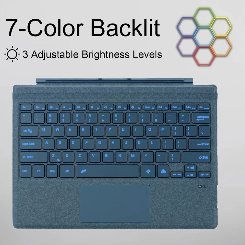 Zoof Wireless Keyboard for Surface Pro 3/4/5/6/7/7+ Backlit Touchpad Blue